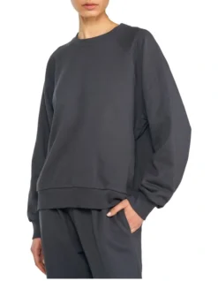 Organic Cotton Raglan Sweater In Grey