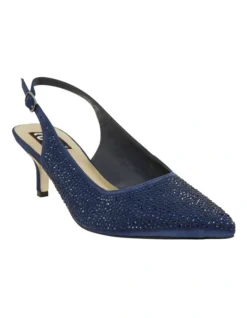 Teagan Navy Fabric Heeled Shoes