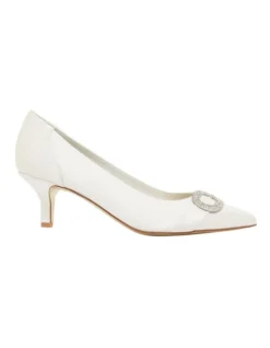 Tina Ivory Satin Heeled Shoes