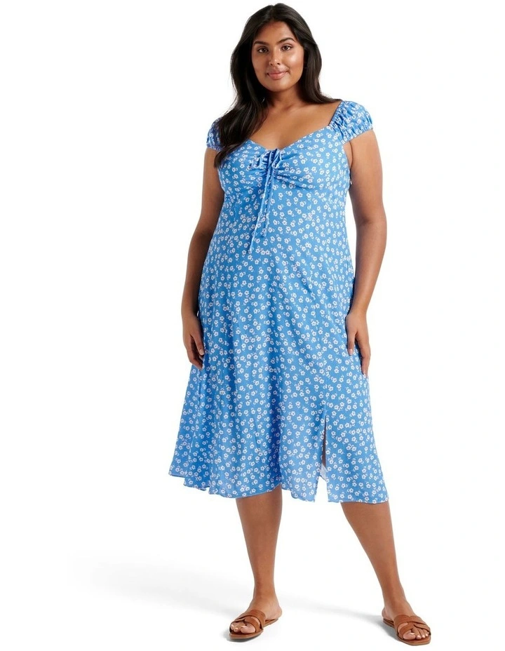 Madi Tie Front Midi Dress In Blue 3 Madi Tie Front Midi Dress In Blue