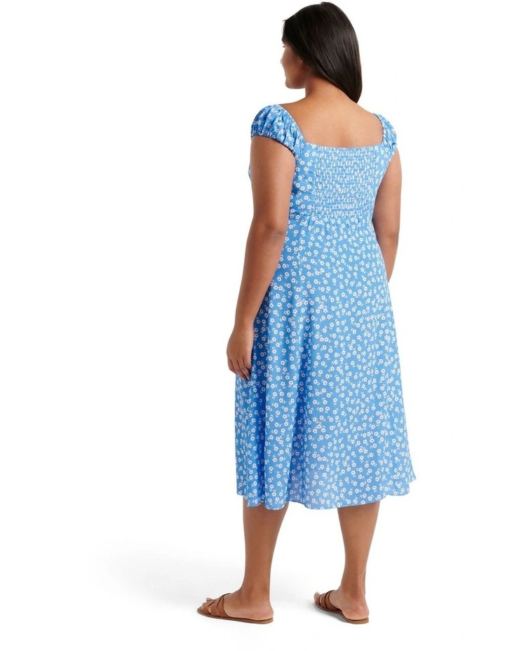 Madi Tie Front Midi Dress In Blue 4 Madi Tie Front Midi Dress In Blue - Image 2