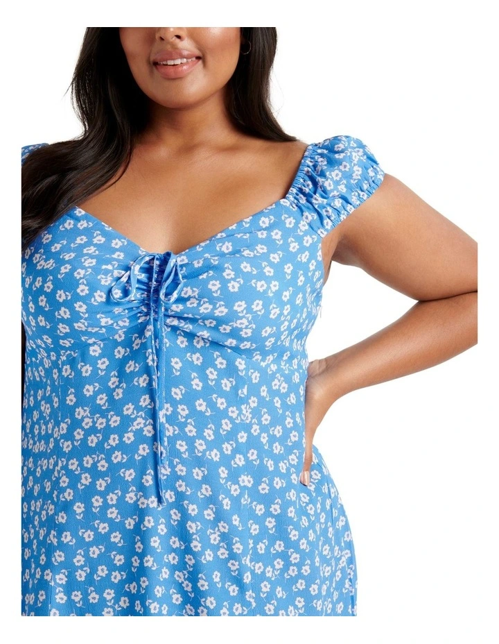 Madi Tie Front Midi Dress In Blue 6 Madi Tie Front Midi Dress In Blue - Image 4