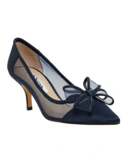 Brite New Navy Satin Heeled Shoes -Myer Fashion Store 871765480 2 720x928