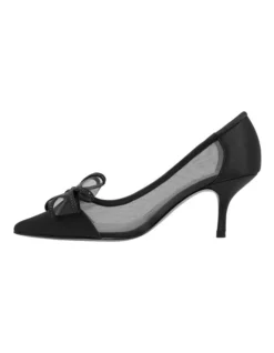 Brite New Navy Satin Heeled Shoes -Myer Fashion Store 871765480 3 720x928