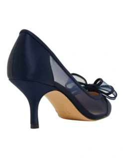 Brite New Navy Satin Heeled Shoes -Myer Fashion Store 871765480 4 720x928