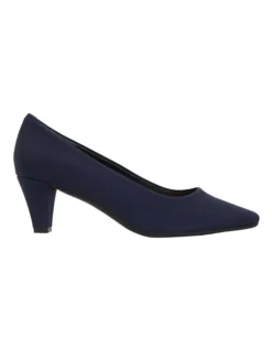 Aiken Navy Fabric Heeled Shoes