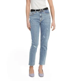 ONLY Emily Life High Waisted Straight Cropped Denim Blue