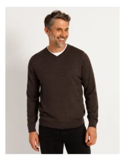 Australian Merino V-Neck Knit In Chestnut -Myer Fashion Store 879843340 3 720x928
