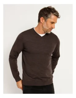 Australian Merino V-Neck Knit In Chestnut -Myer Fashion Store 879843340 4 720x928