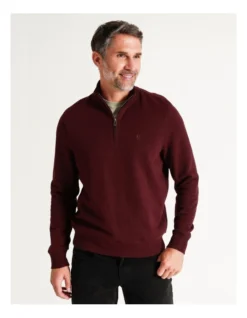 Bloomsbury Quarter Zip Sweater Wine -Myer Fashion Store 879844510 7 720x928
