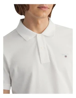Gant Solid Fitted Pique Short Sleeve Rugger Polo Shirt White -Myer Fashion Store 881316280 4 720x928