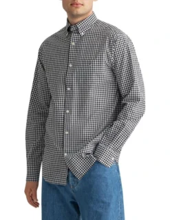 Gant The Broadcloth Long Sleeve Gingham Regular Shirt Black