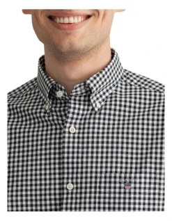 Gant The Broadcloth Long Sleeve Gingham Regular Shirt Black -Myer Fashion Store 881316730 4 720x928