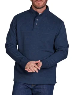 Signature Button-Up Sweat Navy Blue