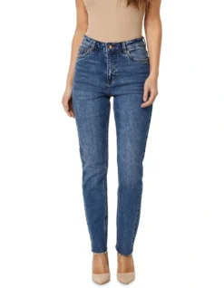 Vero Moda Brenda High Waist Straight Leg Jean Medium Blue