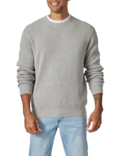 Lachlan Textured Cotton Crew Grey