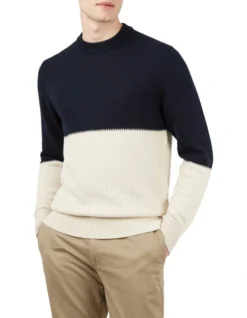 Ben Sherman Crinkle Cotton Crew Dark Navy