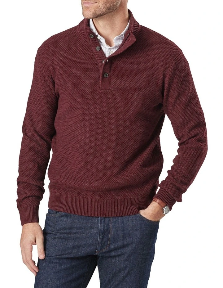 Twisted Yarn 1/2 Zip Knit Wine 3 Twisted Yarn 1/2 Zip Knit Wine