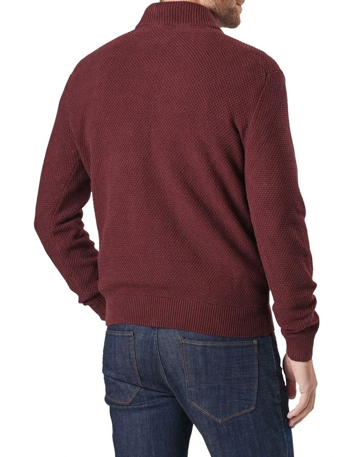 Twisted Yarn 1/2 Zip Knit Wine 4 Twisted Yarn 1/2 Zip Knit Wine - Image 2