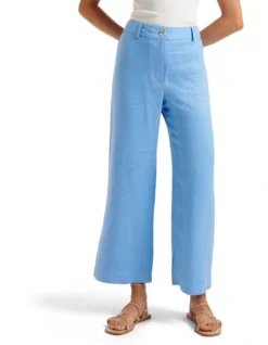 Forever New Indigo Wide Leg Linen Pants Blue Day