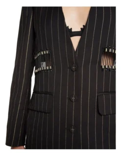 Rock And Roll Pin Stripe Blazer Black -Myer Fashion Store 898972030 5 720x928