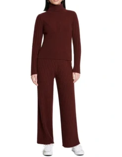 Locking Eyes Cashmere Rollneck Knit Top Malbec