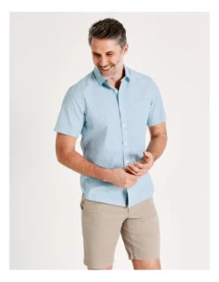 Oak Hill Print Short Sleeve Shirt In Light Blue -Myer Fashion Store 899104330 3 720x928