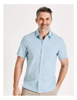 Oak Hill Print Short Sleeve Shirt In Light Blue -Myer Fashion Store 899104330 5 720x928