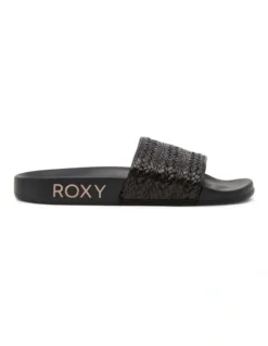 Roxy Slippy Black Jute Slides