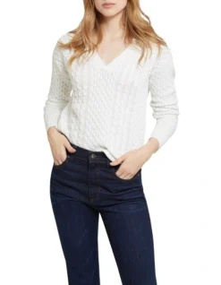 Oxford Sonia Cable Knit Jumper Ivory