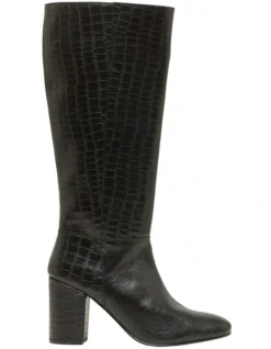 Oxford Haven Black Croc Long Boot