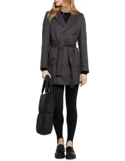 Oxford Zoe Tie Waist Jacket Water Grey