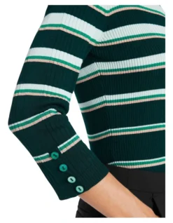 Emerald Lurex Stripe Knit Emerald -Myer Fashion Store 903536200 4 720x928