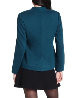 Leia Collarless Jacket Petrol -Myer Fashion Store 903544030 3 720x928