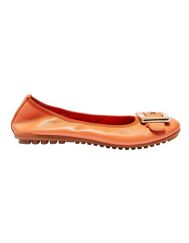 Pentagon Flat Shoes In Orange Leather 3 Pentagon Flat Shoes In Orange Leather