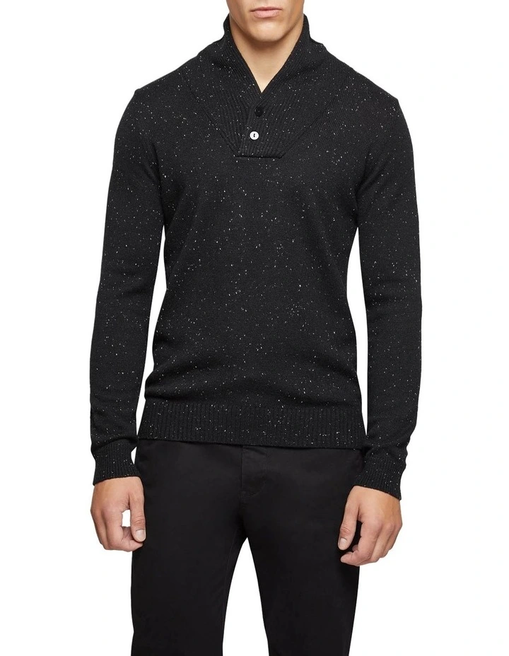 Oxford Digby Donegal Shawl Neck Knit Black 3 Oxford Digby Donegal Shawl Neck Knit Black