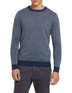 Oxford Tully Wool Blend Herringbone Knit Navy/Grey