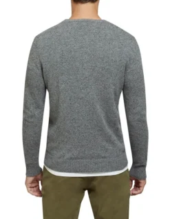 Oxford Harry Donegal Crew Neck Knit In Grey -Myer Fashion Store 905638690 3 720x928