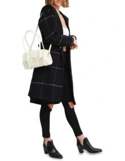 Walk This Way Wool Blend Oversized Coat Navy Plaid -Myer Fashion Store 906490270 4 720x928