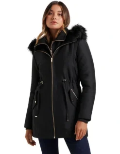 Forever New Jasmin Long Parka Black