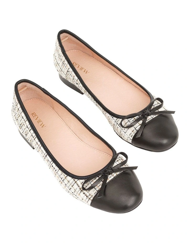 Ana Tweed Ballet Shoes Black/White 5 Ana Tweed Ballet Shoes Black/White - Image 3