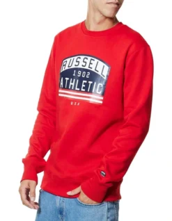 Russell Athletic Americana Crew Sweat In Red
