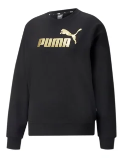 Puma ESS Metallic Logo Crew Sweater Black Gold Foil 10 Puma ESS Metallic Logo Crew Sweater Black Gold Foil -Myer Fashion Store 908119630 4 720x928