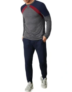 Brinlay Merino Long Sleeve T-Shirt In Navy Multi