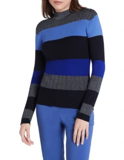 Crystal Lurex Stripe Knit Blue Multi