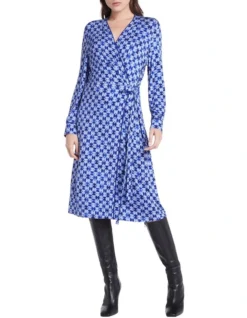 Harper Wrap Dress In Marina Blue