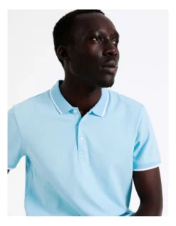 Amalfi Pique Polo In Light Blue