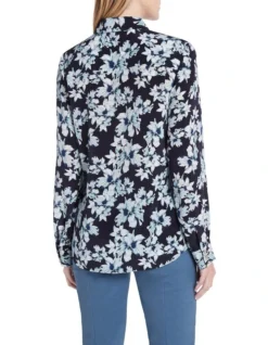 Lilyanna Silk Top In Navy -Myer Fashion Store 911094130 3 720x928