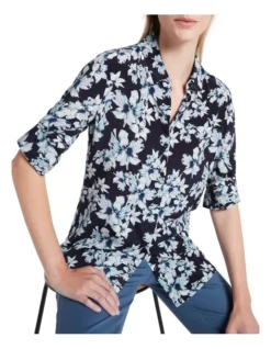 Lilyanna Silk Top In Navy -Myer Fashion Store 911094130 4 720x928