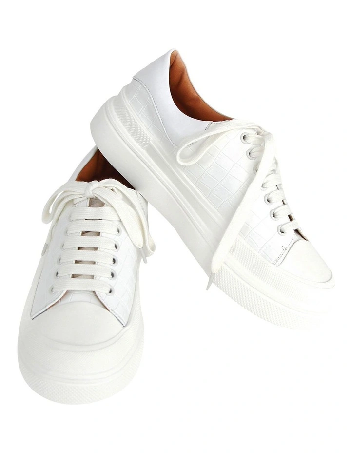 Just A Dream White Croc Leather Sneaker 4 Just A Dream White Croc Leather Sneaker - Image 2